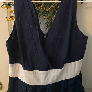 Corey P size 10 navy and white stripes cute nautical retro theme